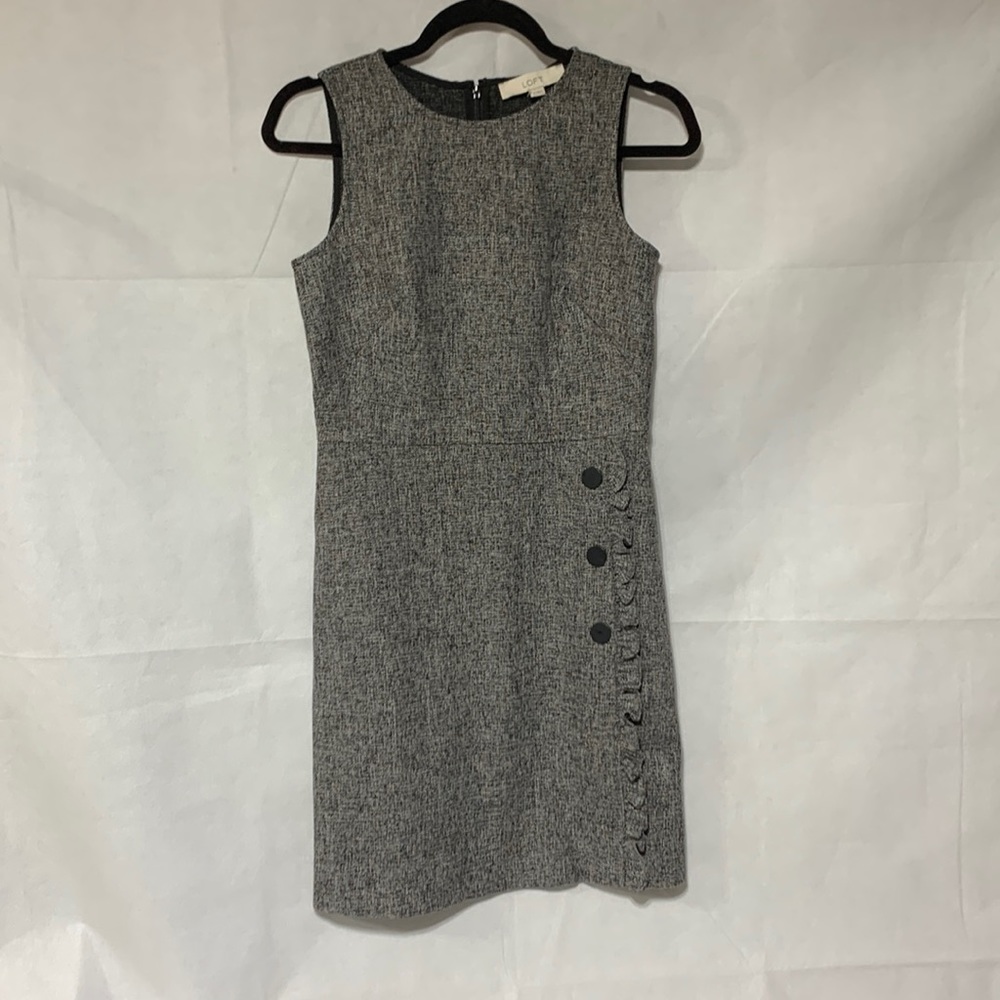 LOFT PETITE NWT WOMEN SIZE 0 BLACK PRINT DRESS